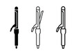 © Mohshina - Curling iron icons in solid and outline styles for hair styling concepts