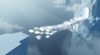 © Zunopixl  - A small person standing on a cliff edge looking at a futuristic floating bridge leading to a mountain portal