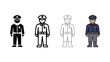 © Sharif - Police officer figures in uniform during a lineup with simple graphic outlines Isolated on white background