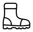 © Doru - Waterproof heavy outdoor work boot with a reinforced round toe cap and deeply lugged grooved tread outsole, minimalist protective footwear illustration on an isolated white background