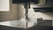 © Bellal - CNC milling machine cutting metal with a drill bit and creating metal shavings