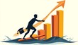 © Adeniadit - Silhouette of Man Surfing Wave Next to Financial Growth Chart
