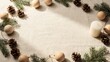 © Nayanika - Large clean beige center copy space for holiday greetings on a minimalist Christmas background