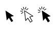 © Mr icons - Minimalist computer mouse cursor icons set, black and white arrow pointers for web navigation, digital clicker symbols for interface design
