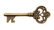 © Mia - Antique ornate brass skeleton key with decorative bow, isolated on transparent background