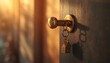 © Hena - Old rustic door with house key charm