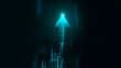 © Audrey - A shining digital arrow pointing upward symbolizing corporate expansion, financial prosperity, and technological progress on a dark backdrop