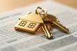 © Generative AI - Golden house keychain resting on legal document pages