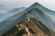 © Generative AI - Hiker walking along mountain ridge path
