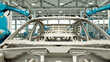© Metadancer - Car frame on assembly line with robotic arms in manufacturing factory