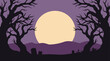 © Crafted Canvas - A spooky and delightful halloween scene a vector illustration featuring a full moon silhouetted trees and a mysterious eerie landscape for festive
