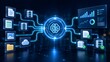© Ahmed - Centralized artificial intelligence processing node transforming unstructured digital data from multiple sources into organized business analytics and secure storage