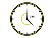 © Saeed - yellow wall clock outline icon with circular time indicator on black background