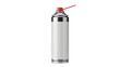 © Jn - Silver aerosol can with red nozzle and blank white label, isolated on transparent background