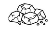 © Sher - Jagged coal rocks depicted in a thick black and white line art vector graphic illustration for simple minimalist design projects