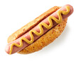 © TECHUB - Juicy Grilled Hot Dog with Wavy Yellow Mustard in a Golden Toasted Bun
