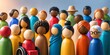 © Chandra - Group of diverse wooden peg dolls representing social diversity and inclusion with corporate culture social justice human rights