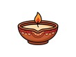 © Arviananda - Vector illustration of a traditional clay diya lamp with a lit flame