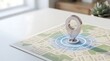 © Luthfi - 3D location pin marker on detailed map with concentric targeting rings for navigation and logistics planning