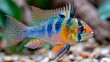 © Lubos Chlubny - Colorful ram cichlid swimming in tropical freshwater aquarium