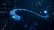 © olga_demina - A close up digital art of a glowing fiber optic cable arching gracefully through a dark server room filled with intricate cables and blue ambient lighting creating a futuristic mood