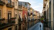 © MD - Quiet narrow street with colorful buildings and balconies