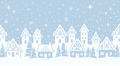 © MstFatema - A charming and delightful christmas background vector illustration featuring a quaint winter village scene covered in gently falling snowflakes perfect for holiday designs