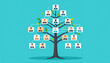 © Bernd Schmidt - Organizational chart tree with connected role boxes on tiered levels in flat corporate template generative AI