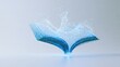 © RYO - 3D graphic of a floating blue book constructed from glittering light particles