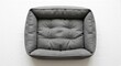 © Fluxora - Top View of a Comfortable Grey Rectangular Fabric Pet Bed for Dogs or Cats Isolated on a White Background, Soft and Padded Cushion for Domestic Animal Comfort and Sleep Accessory.