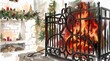 © Mochamad - Cozy Winter Fireplace with Christmas Decorations