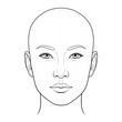 © selentaori - Hand drawn sketch of Asian female head base, front view, mature facial structure, isolated on white background. Technical line art.