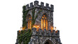 © Elena - Gothic stone tower with ivy and ornate windows, isolated on transparent background