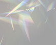 © ikril - Rainbow reflection light prism effect on light background. Hologram glass dispersion, crystal flare leak shadow overlay. Vector illustration