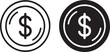 © Designer - Dollar Currency Coin Icon Set