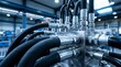 © Twilight Stock - A close-up of hydraulic pipes and pneumatic connections on a heavy machine.