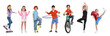 © New Africa - Children with various sports equipment, collage of portraits on white background. Classes in different sporting activities