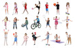 © New Africa - Children with various sports equipment, collage of portraits on white background. Classes in different sporting activities