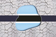© Mulkan - Botswana National Flag Emerging from Dry Cracked Earth Symbolizing Drought and Environmental Challenges Ideal for Reports and Articles on Climate Change Impact