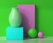 © SYLVIA - Keramikvase in Mint mit zwei Kugeln auf Podest in Aqua