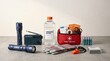 © Bondan - Earthquake preparedness kit with essential survival supplies arranged on neutral background