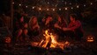 © Genzinix - Friends gathering around an outdoor bonfire during a night celebration