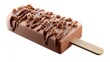 © อ่อนสา - Chocolate Ice Cream Bar with Nuts: A delectable chocolate ice cream bar drizzled with rich chocolate sauce and sprinkled with crunchy nuts, presented on a stick for a perfect sweet treat.