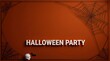 ©  Invisible Artist - Halloween party invitation background with spider webs and a skull on a dark orange textured backdrop