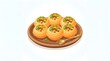 © RizkiLanggeng Art - Delicious Panipuri Golgappa Served on Wooden Plate Vector Illustration Traditional Indian Street Food
