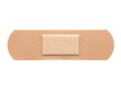 © Dreaming.pulse - A close-up view of a sterile beige adhesive bandage with a breathable mesh center pad, isolated on a transparent background for medical, first aid, and healthcare stock photography.