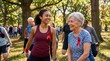 © Света Шелест - Multi-generational group of black and white men and women stretch in a park AIDS Day World Stroke Day