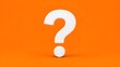 © Kathy Mathews - Large question mark on an orange background representing uncertainty, problem solving, inquiry, decision making, research, and strategic business questions