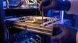 © Watercolor_Kawaii - Professional technician securing server component for focus and efficient hardware maintenance in modern data center server room