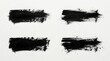 © Hungarian - Set of Four Expressive Black Ink Brush Strokes on White Textured Paper Background for Graphic Design Elements